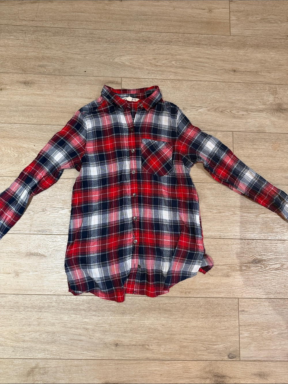 Vanilla Star Red Navy White Plaid Button-Down Shirt